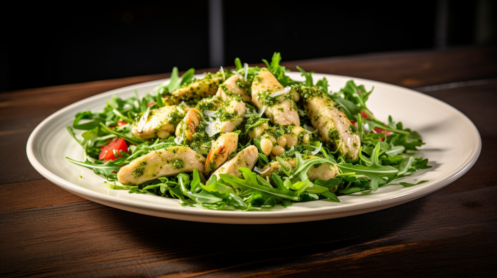 Arugula White Bean Salad with Pesto Chicken Recipe