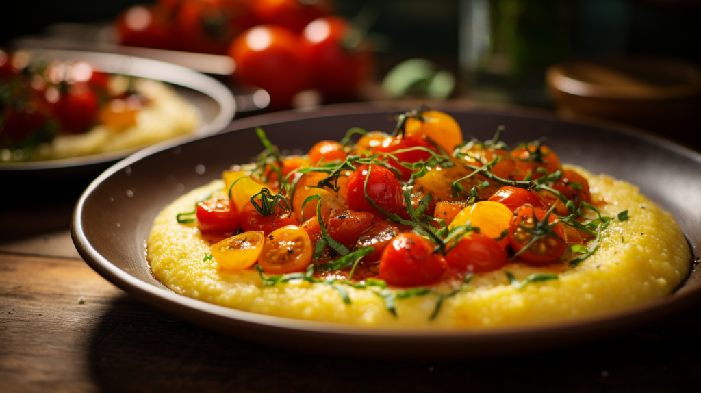 Fresh Corn Polenta with Blistered Tomatoes Recipe